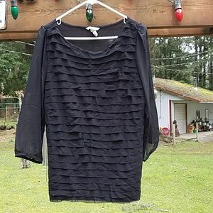 H&M Black Ruffled Tiered Top - Size Large